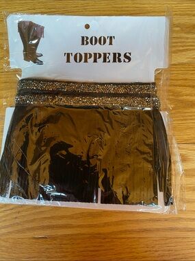 Boot Toppers with Sparkle Trim - Black